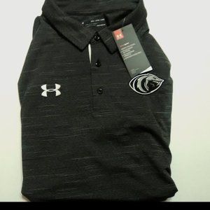 Mens Under Armour Heat Gear Polo Shirt Black Gray